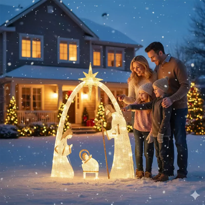 Copper Wire Outdoor Nativity Scene — Christmas Garden & Yard Decor