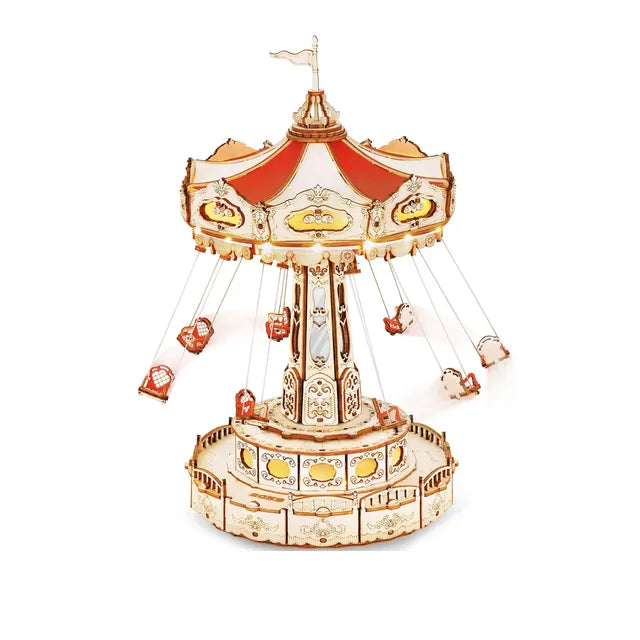 Wooden Amusement Park Music Box – DIY Swing Model Kit
