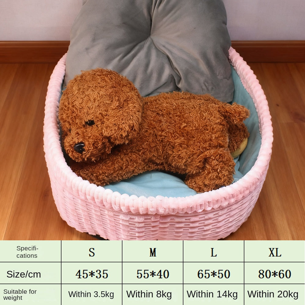 Fleece Cuddle Cave Pet Bed – Half-Enclosed Warm Dog & Cat Bed in 4 Sizes
