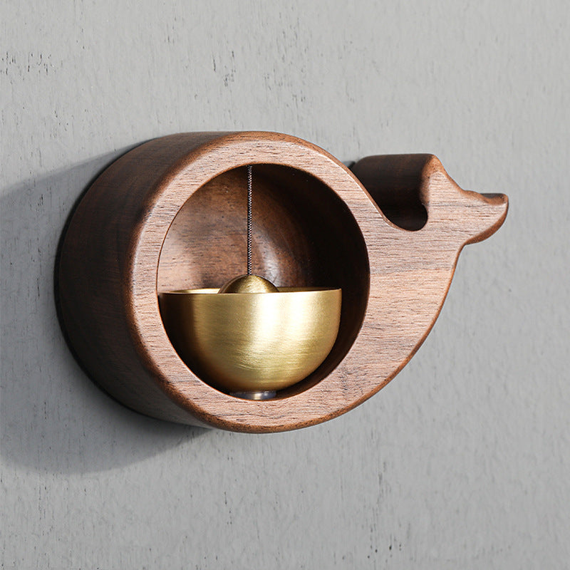 Japanese Walnut & Copper Wind Chime Doorbell — Zen Entryway Decor