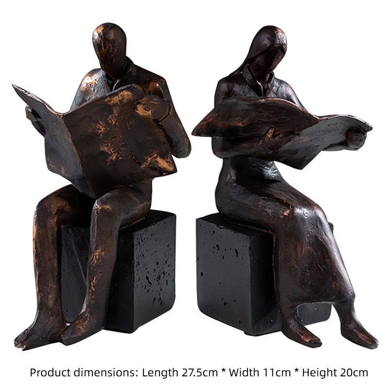 Reader Resin Statue – European Style Bookshelf Ornament & Bookend