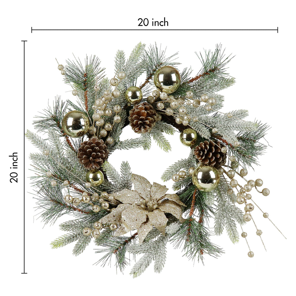 Christmas Wreath 20 Inch – Warm Light Door Decoration