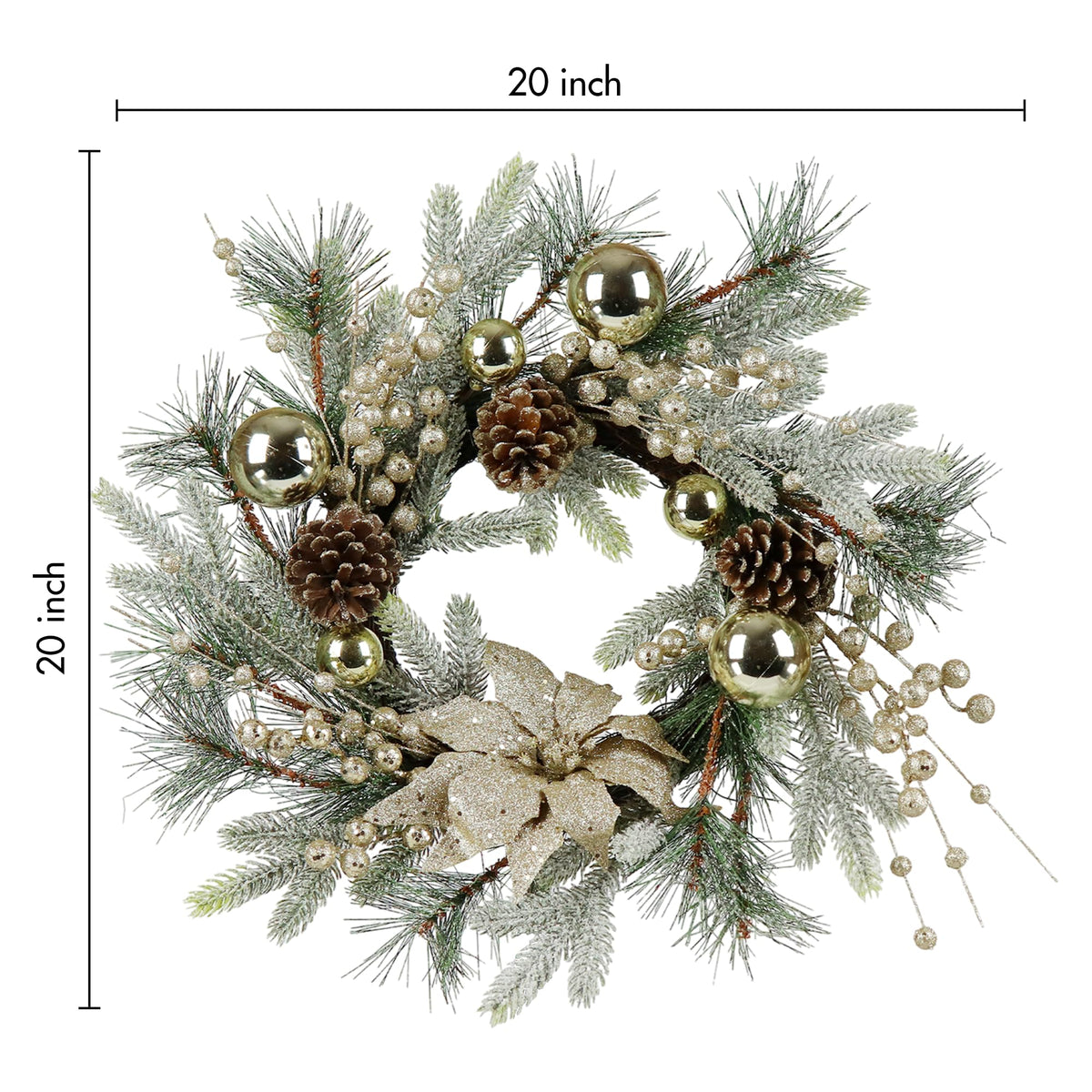 Christmas Wreath 20 Inch – Warm Light Door Decoration