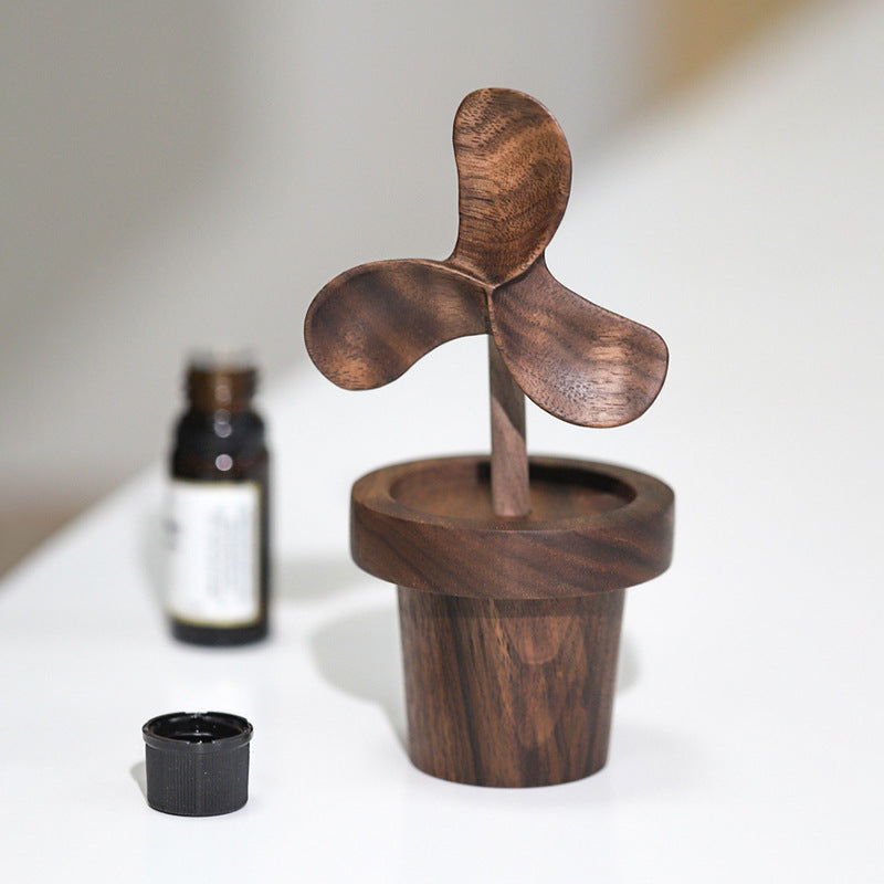 Windmill Essential Oil Diffuser – Vintage Wood Aromatherapy Décor