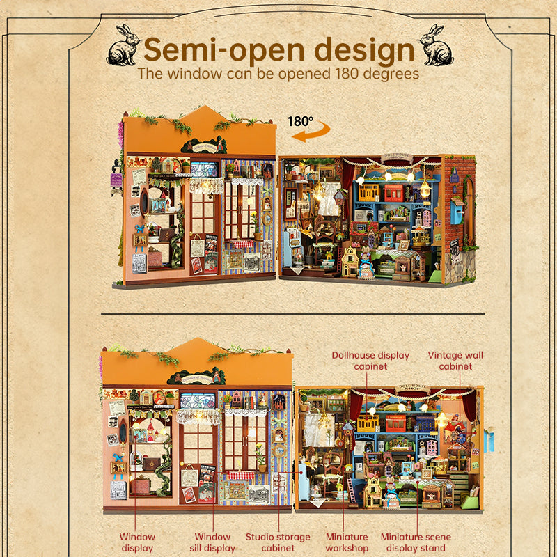 DIY Fairy-tale Wooden Wonderhouse – Miniature Bookend & Bookshelf Décor Kit