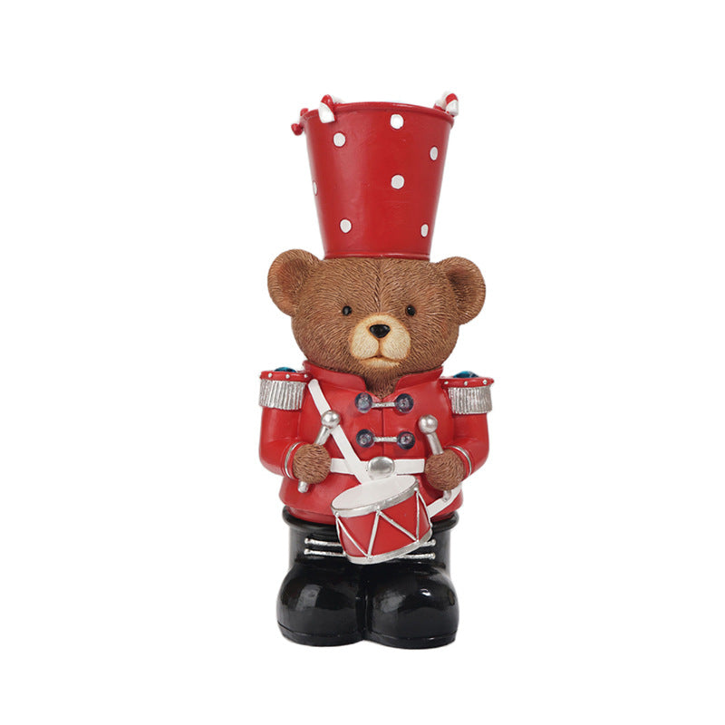 Brown Bear Drummer Resin Craft – Christmas Holiday Gift & Home Decor
