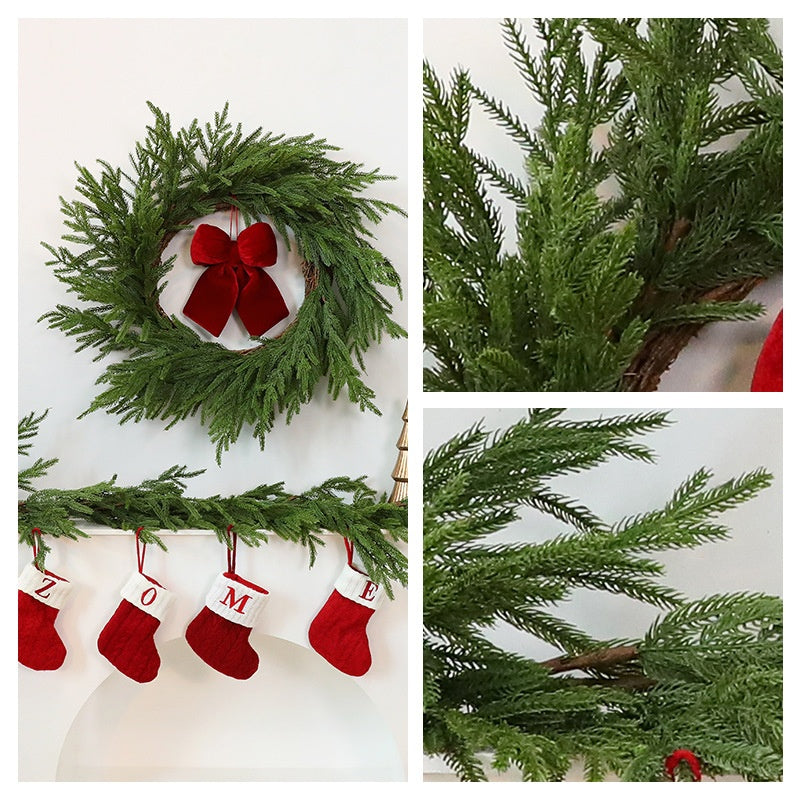 Artificial Pine Needle Vine Wreath – Christmas Door & Wall Hanging Decoration