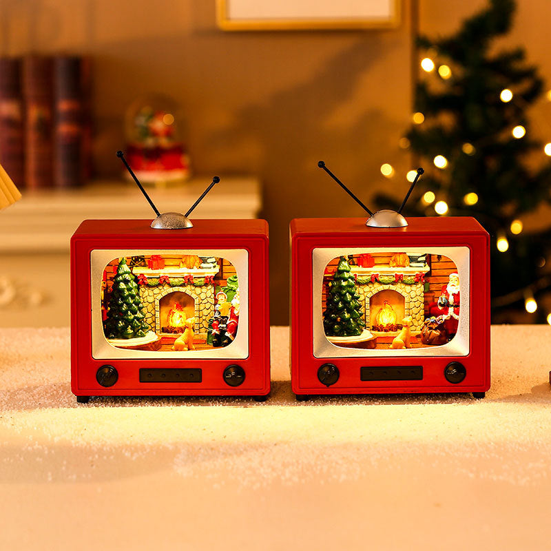 Luminous Spinning TV Music Box – Christmas Desktop Ornament & Festive Gift