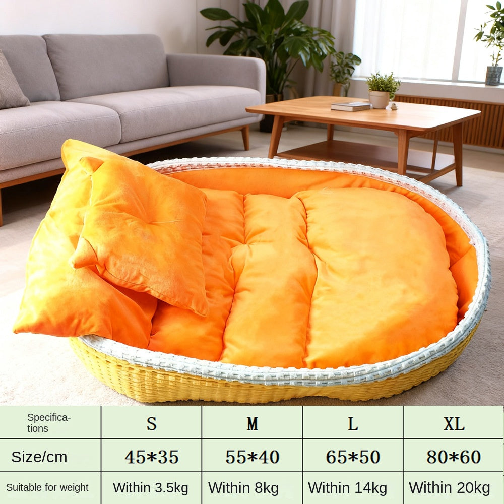 Fleece Cuddle Cave Pet Bed – Half-Enclosed Warm Dog & Cat Bed in 4 Sizes