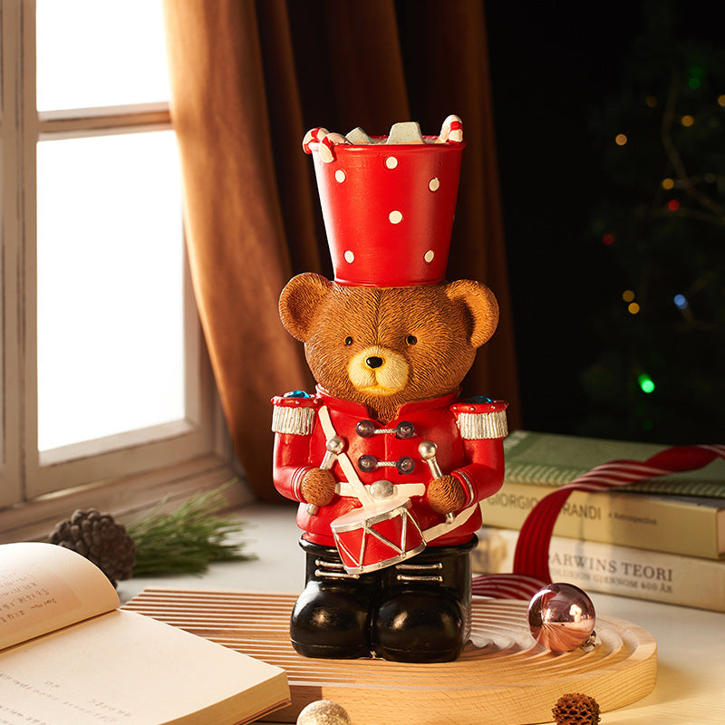 Brown Bear Drummer Resin Craft – Christmas Holiday Gift & Home Decor
