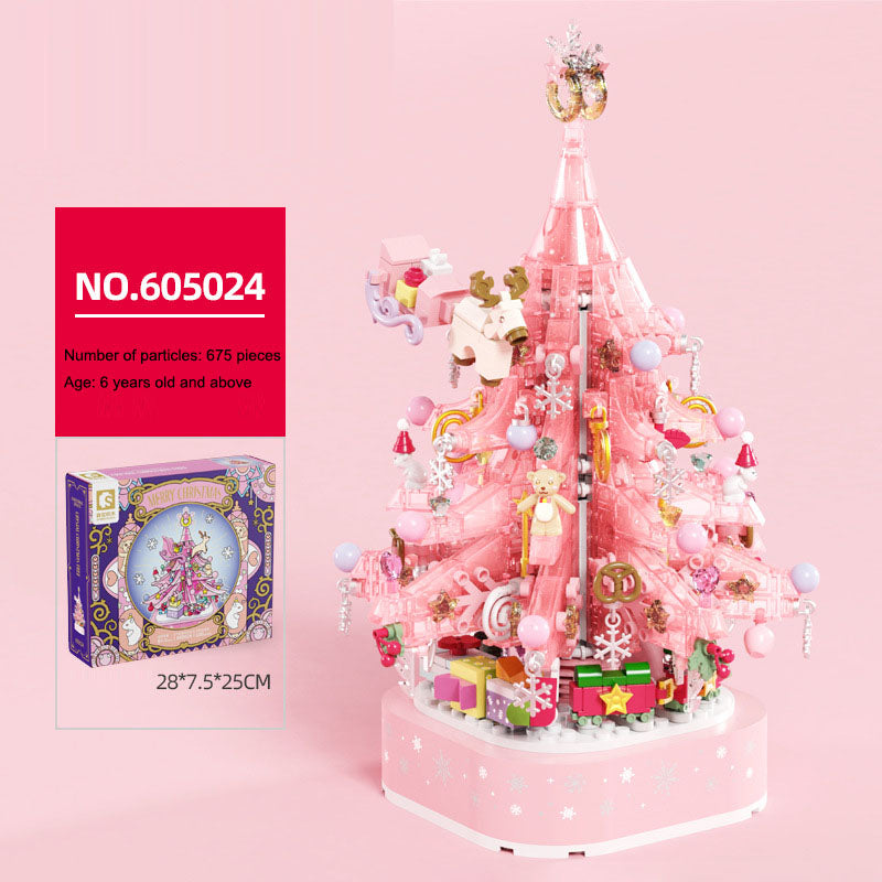 Crystal Christmas Tree Music Box – DIY Assembly Building Blocks Bouquet Toy