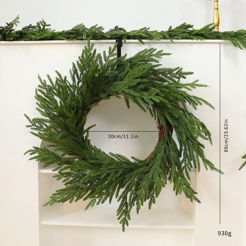 Artificial Pine Needle Vine Wreath – Christmas Door & Wall Hanging Decoration