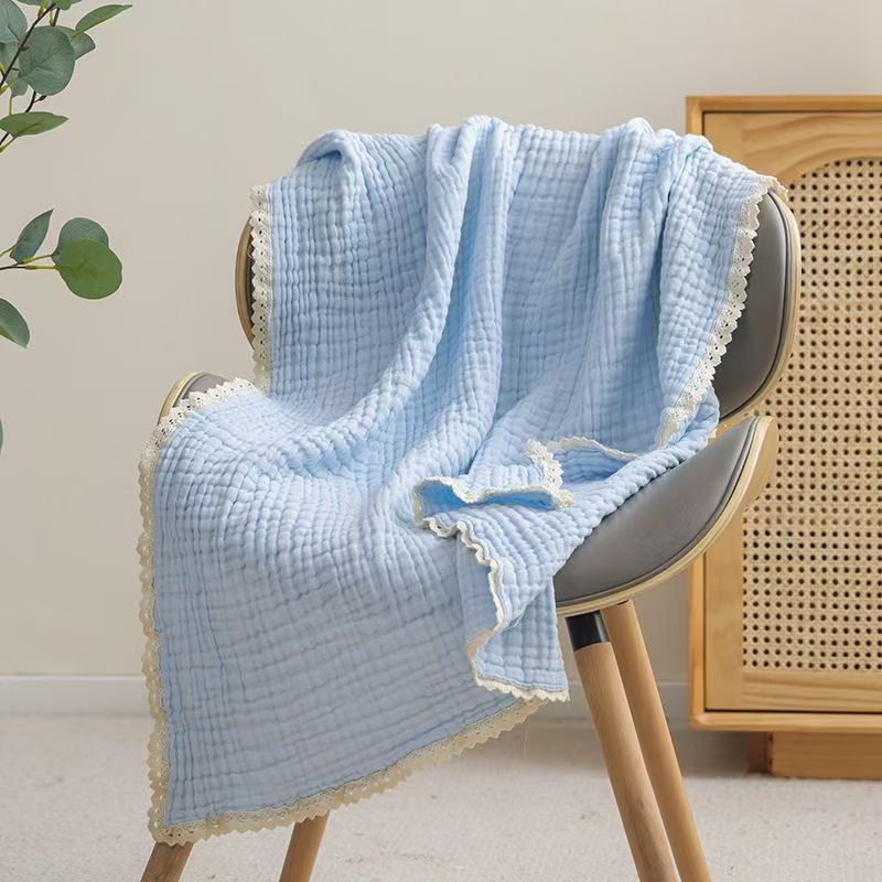 Lace-Edged Pure Cotton Gauze Blanket