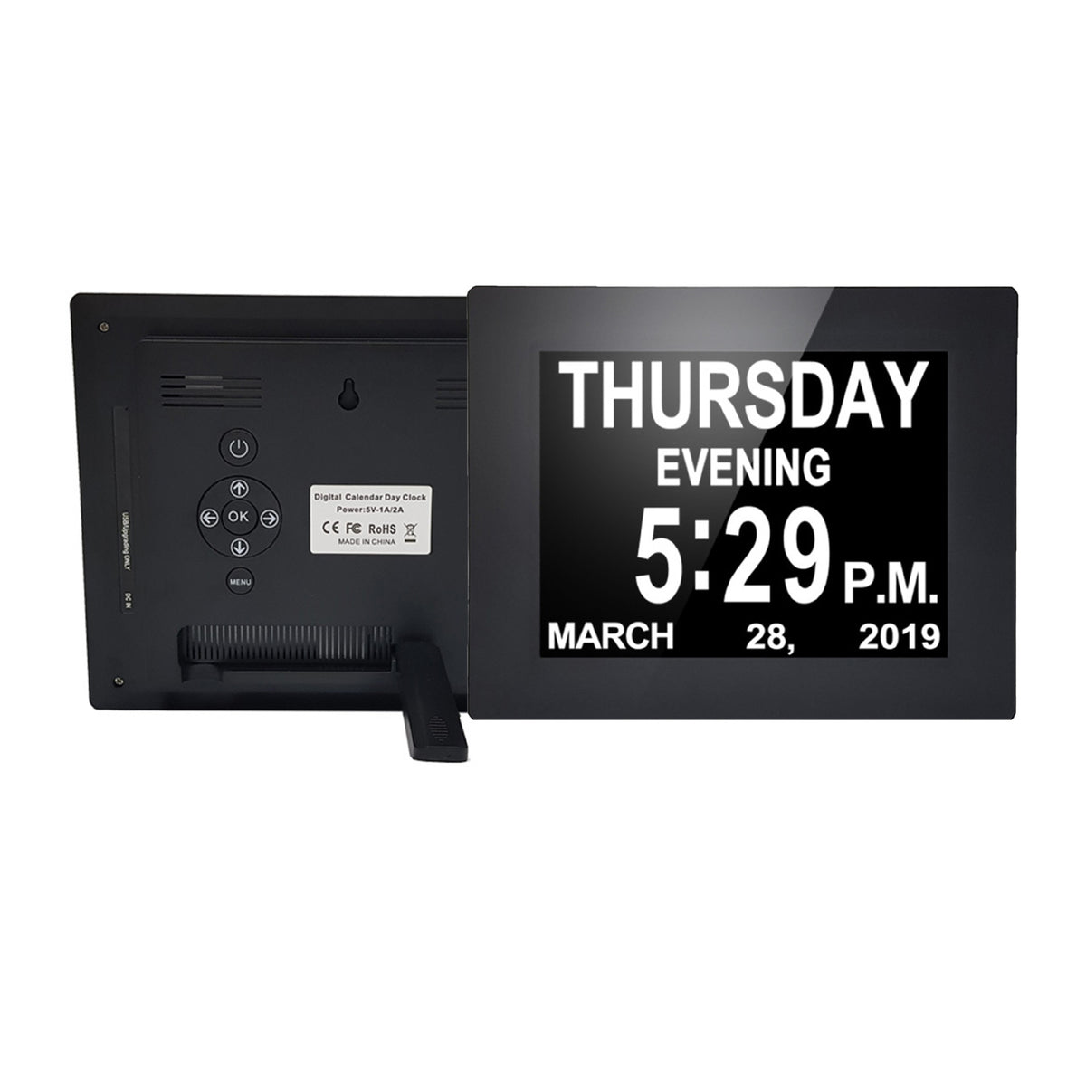 8" Smart Digital Calendar Clock – Electronic Desk Clock with Photo Frame & Music Player