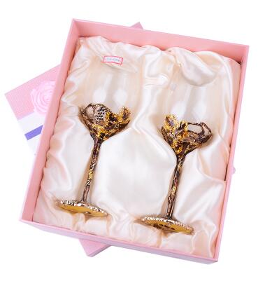 European Crystal Enamel Wine Goblet Set – Handcrafted Gold-Plated Glasses for Weddings & Gifting