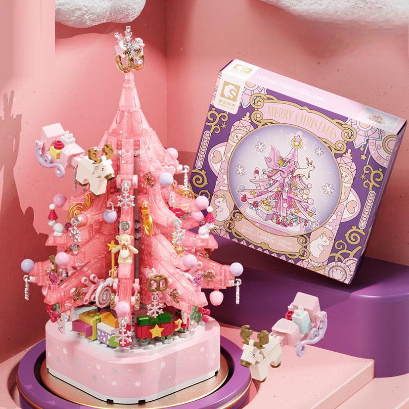 Crystal Christmas Tree Music Box – DIY Assembly Building Blocks Bouquet Toy