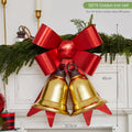 Christmas Red Bow Metal Bell Door Hanger – Festive Holiday Decoration