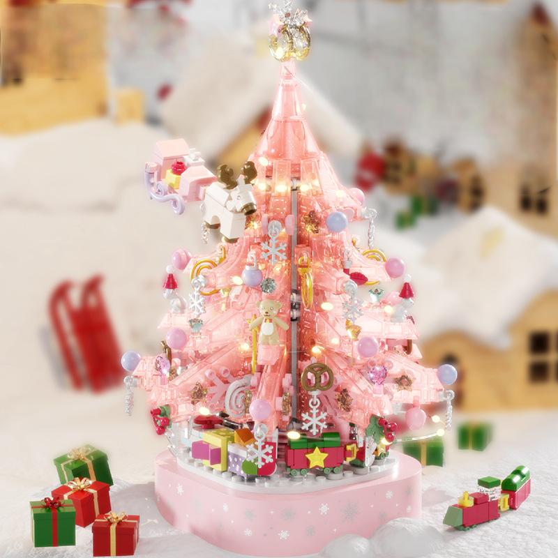 Crystal Christmas Tree Music Box – DIY Assembly Building Blocks Bouquet Toy
