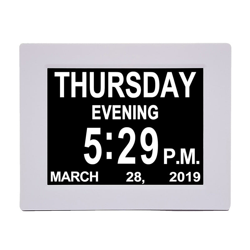 8" Smart Digital Calendar Clock – Electronic Desk Clock with Photo Frame & Music Player