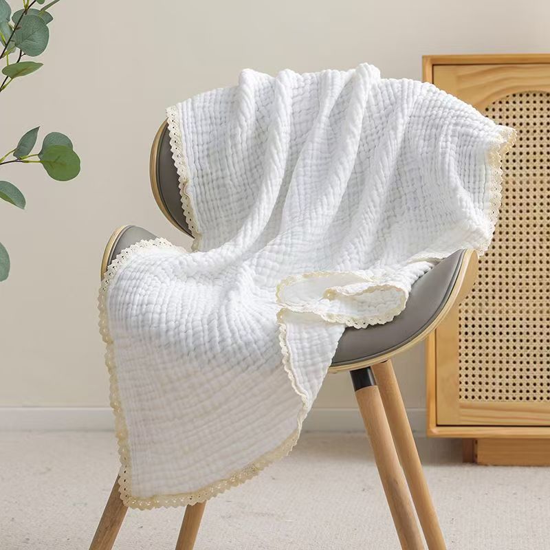 Lace-Edged Pure Cotton Gauze Blanket