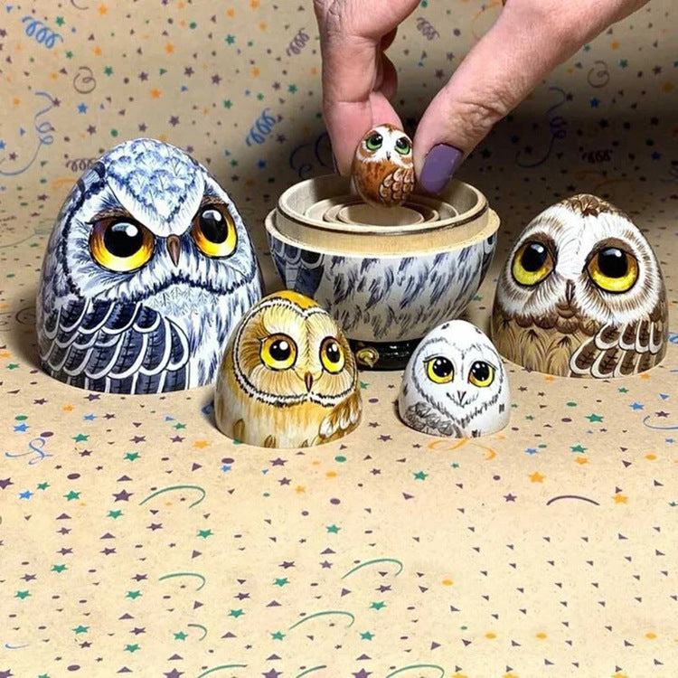 Owl Nesting Egg Wooden Craft – Rustic Home Décor Ornament