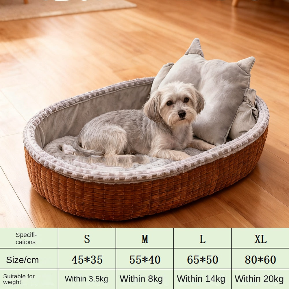 Fleece Cuddle Cave Pet Bed – Half-Enclosed Warm Dog & Cat Bed in 4 Sizes