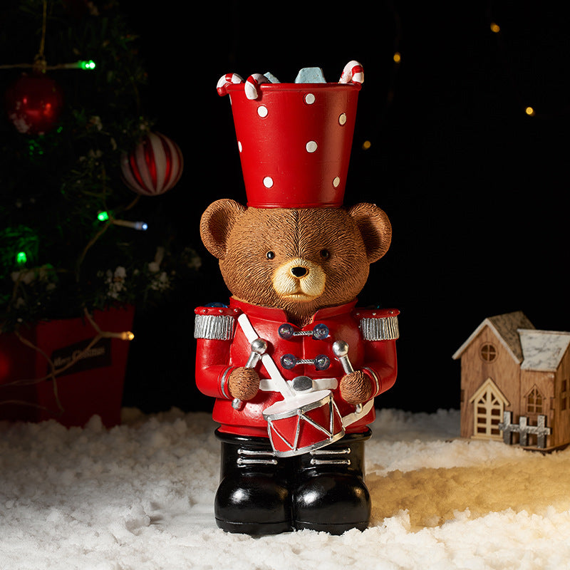 Brown Bear Drummer Resin Craft – Christmas Holiday Gift & Home Decor