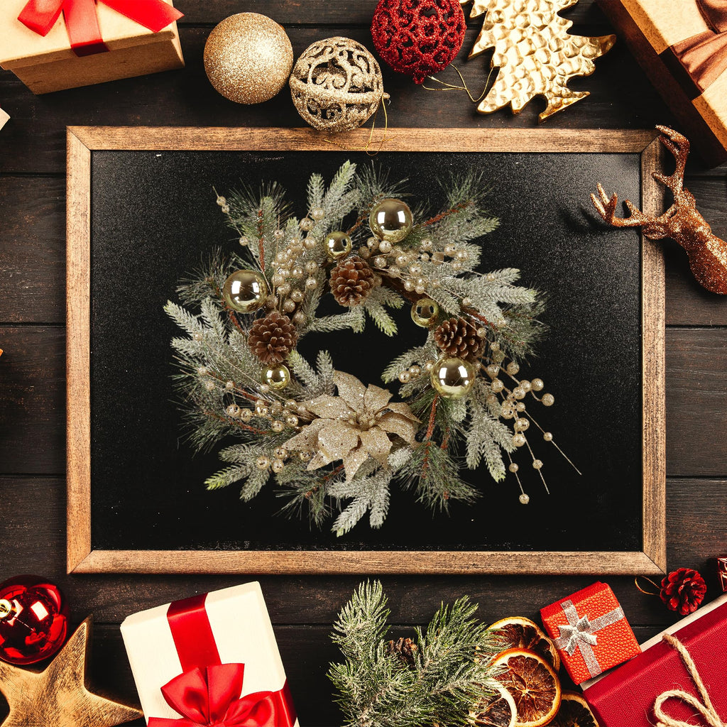 Christmas Wreath 20 Inch – Warm Light Door Decoration