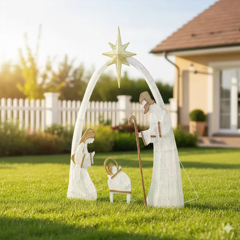 Copper Wire Outdoor Nativity Scene — Christmas Garden & Yard Decor