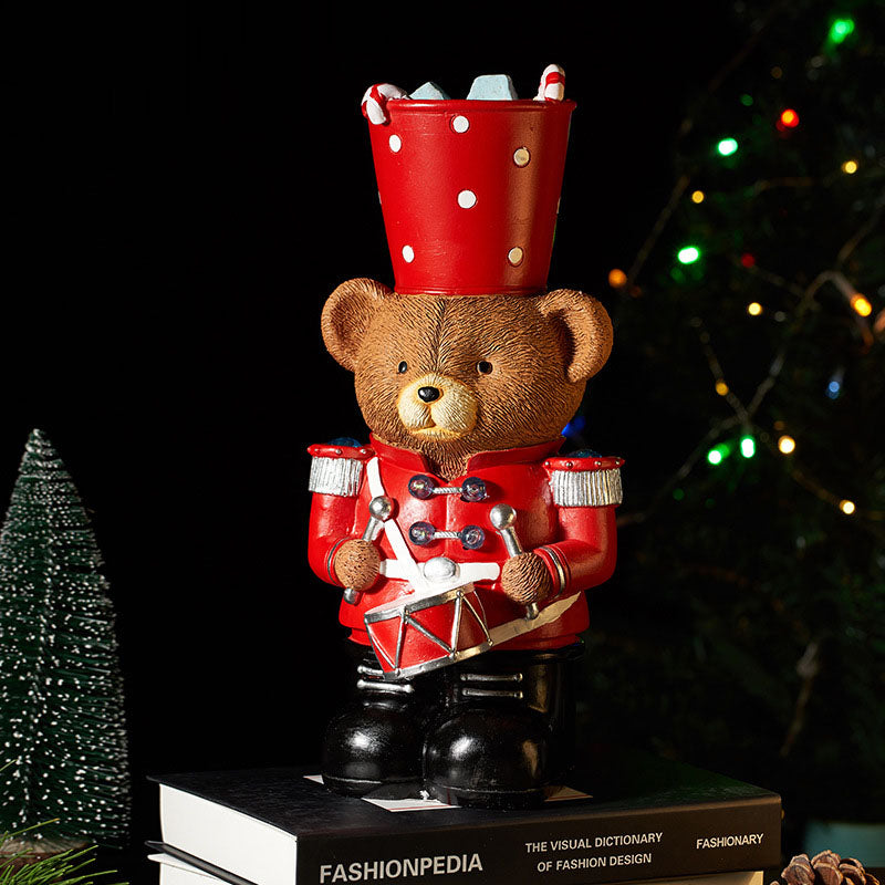 Brown Bear Drummer Resin Craft – Christmas Holiday Gift & Home Decor