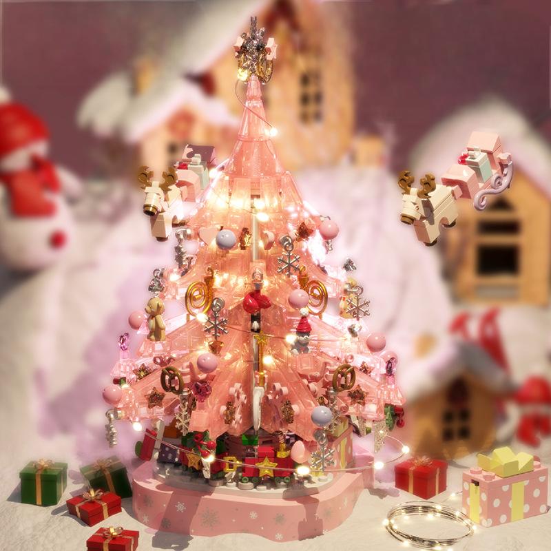 Crystal Christmas Tree Music Box – DIY Assembly Building Blocks Bouquet Toy