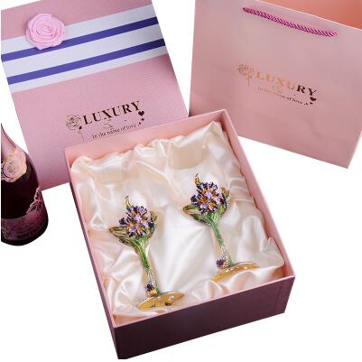 European Crystal Enamel Wine Goblet Set – Handcrafted Gold-Plated Glasses for Weddings & Gifting