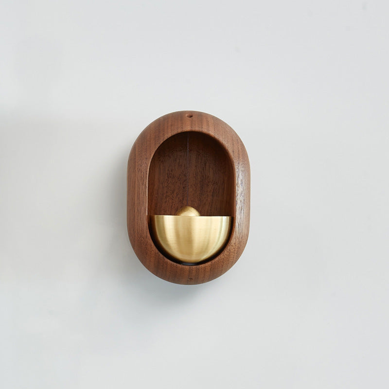 Japanese Black Walnut & Brass Bells — Handcrafted Zen Home Decor