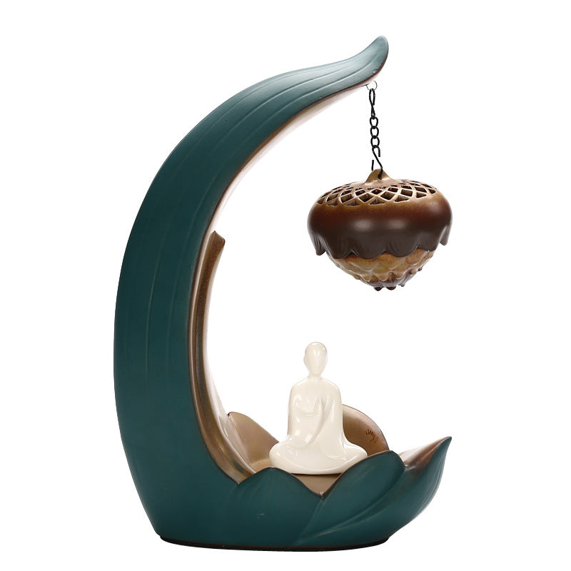 Lotus Back Flow Incense Burner – Ceramic Sandalwood Aromatherapy Night Light
