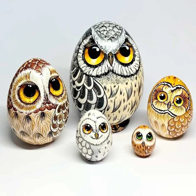 Owl Nesting Egg Wooden Craft – Rustic Home Décor Ornament