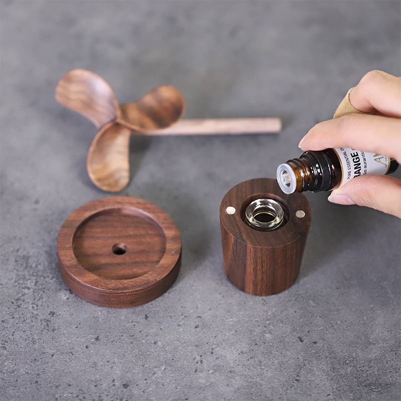 Windmill Essential Oil Diffuser – Vintage Wood Aromatherapy Décor