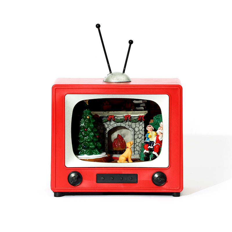 Luminous Spinning TV Music Box – Christmas Desktop Ornament & Festive Gift