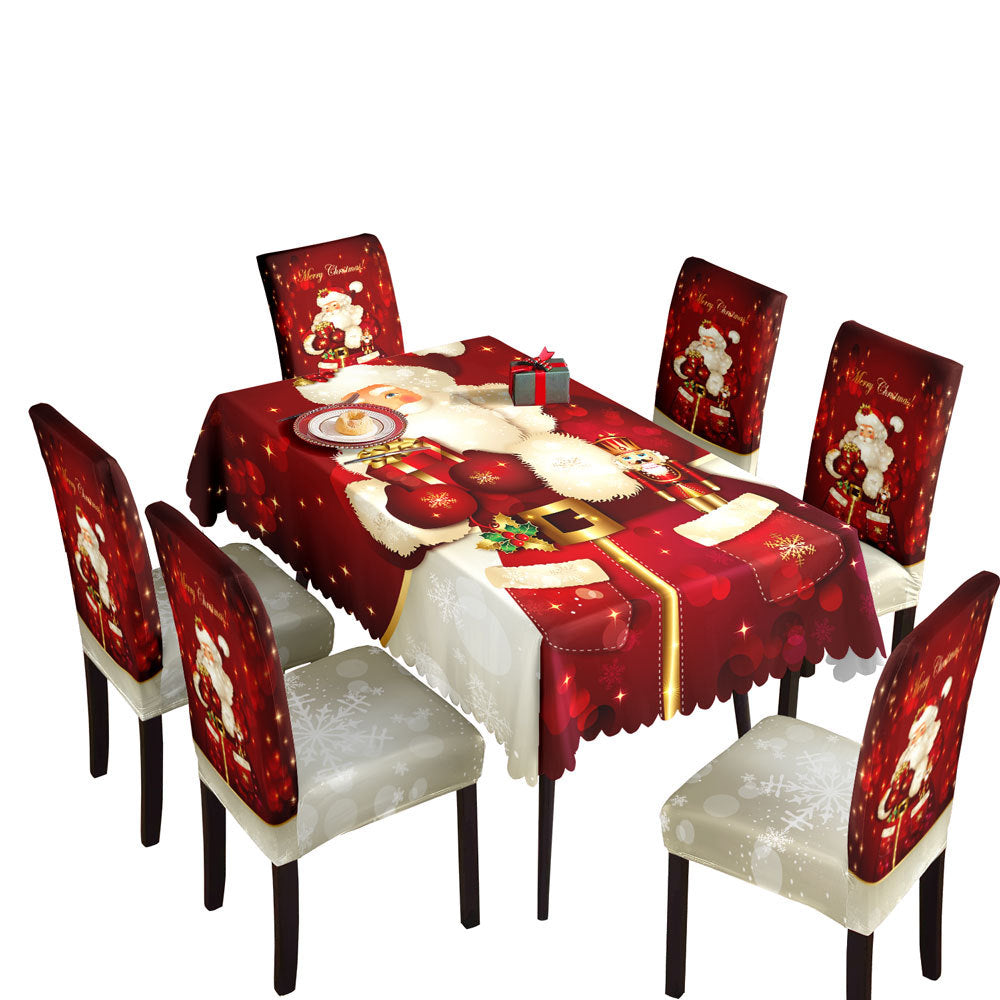 Christmas Tablecloth & Chair Cover Set – Waterproof Festive Dining Table Decoration