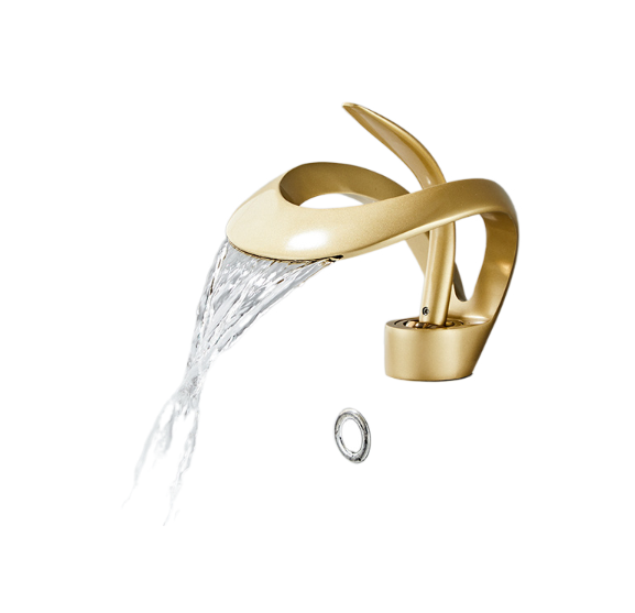 Luxury Waterfall Basin Faucet — Brushed Gold Bathroom Tap