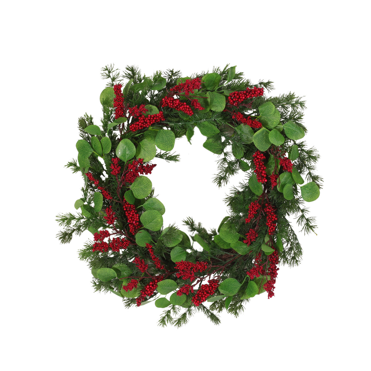 25" Autumn Harvest Door Wreath — Dried Leaves & Berry Seasonal Decor