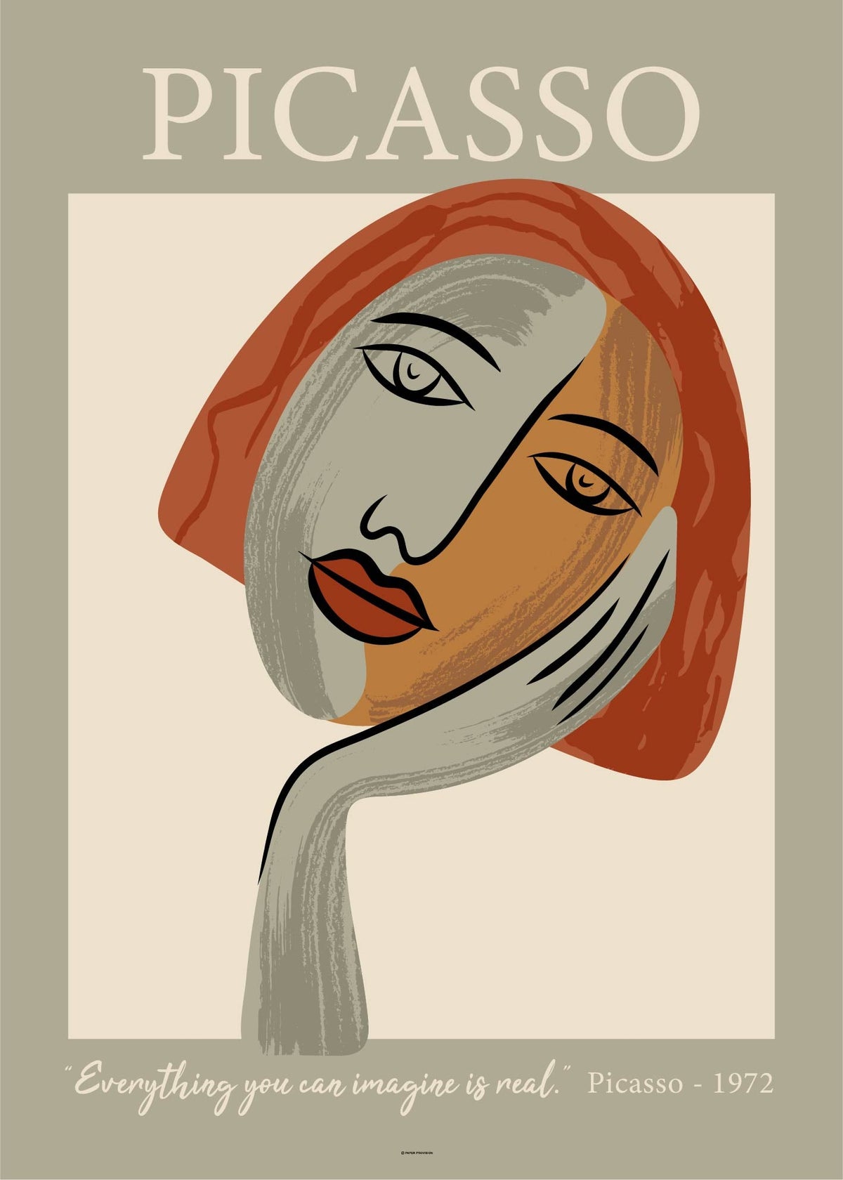 Face with Hand | Picasso-Inspired Art Print for Modern Interiors