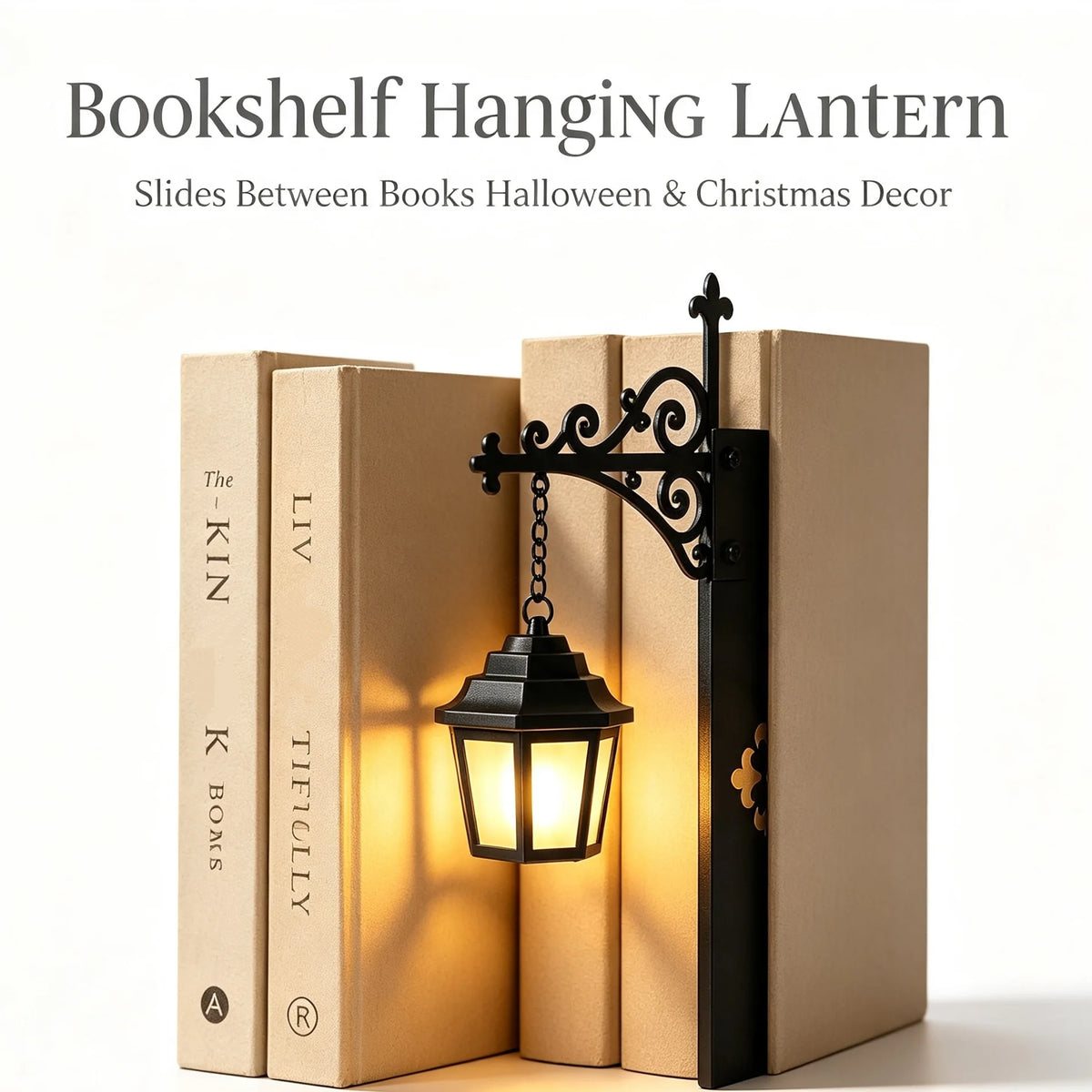Halloween Lantern Bookshelf Light – Vintage LED Book Stopper & Night Light