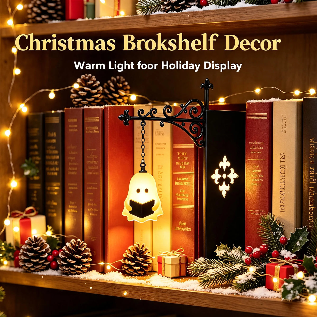 Halloween Lantern Bookshelf Light – Vintage LED Book Stopper & Night Light