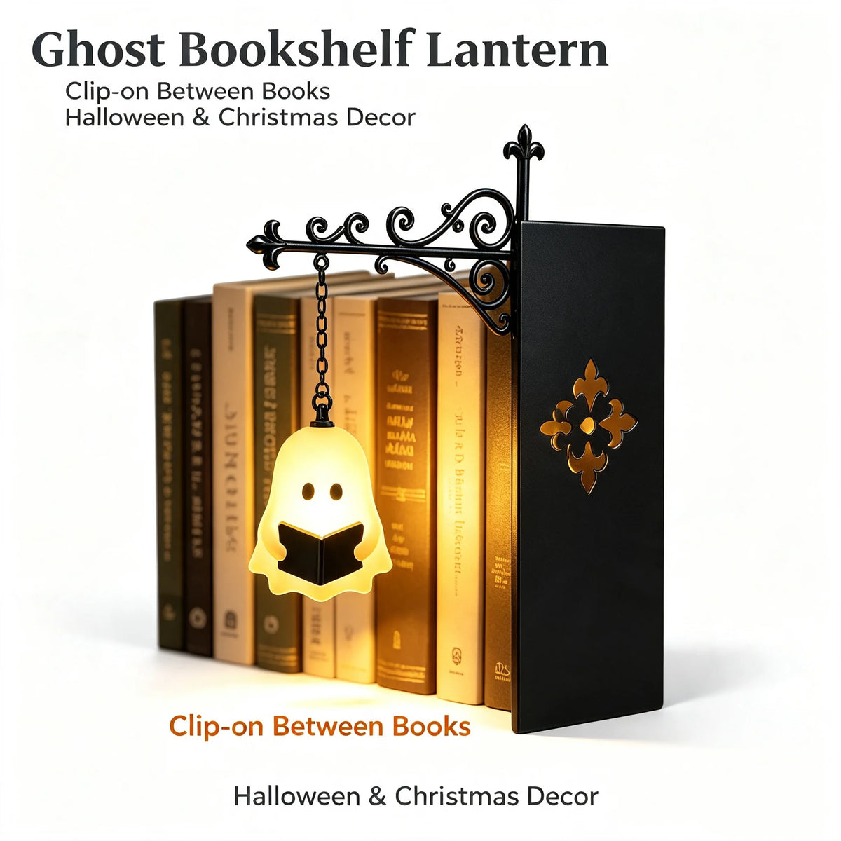 Halloween Lantern Bookshelf Light – Vintage LED Book Stopper & Night Light