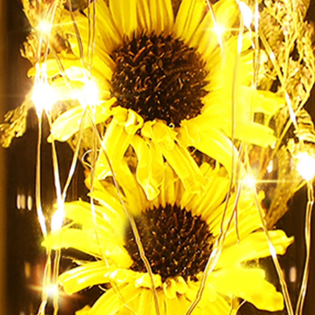 Enchanted Sunflower Lamp | Glass Dome LED Light with Copper Wire Glow