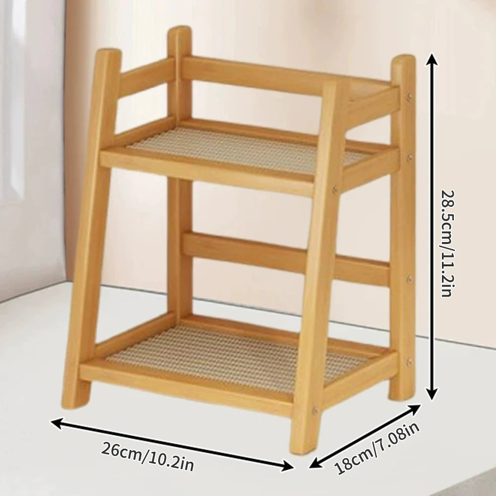 2-Layer Bamboo Spice Caddy & Kitchen Storage Shelf