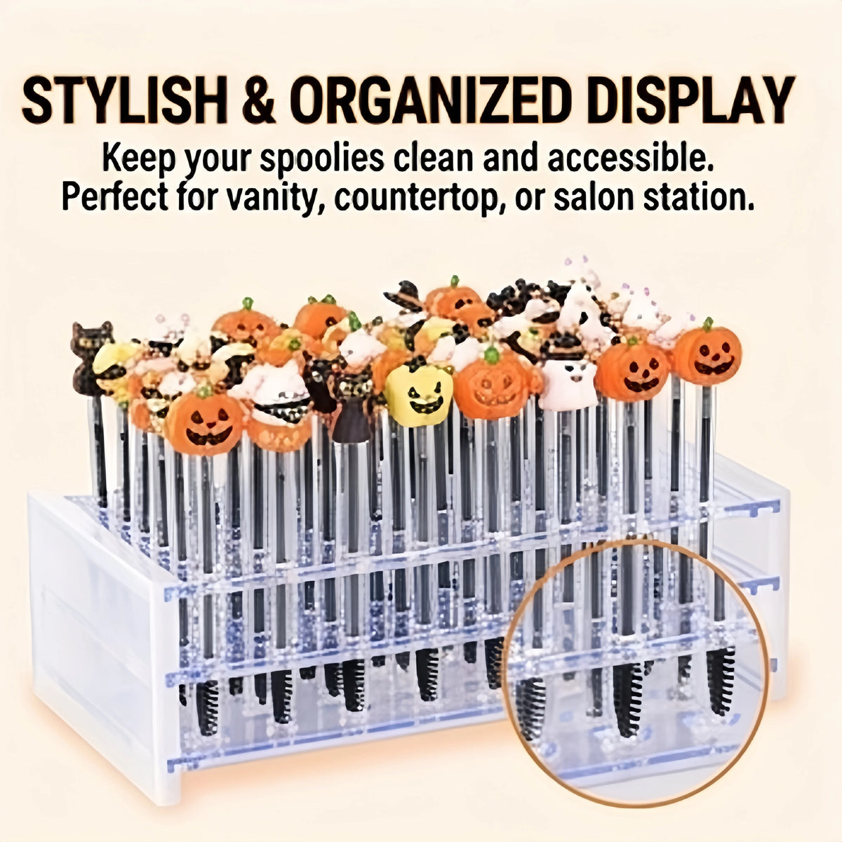 Halloween Eyelash Spoolie Brush Set – 51Pcs with Organiser Box