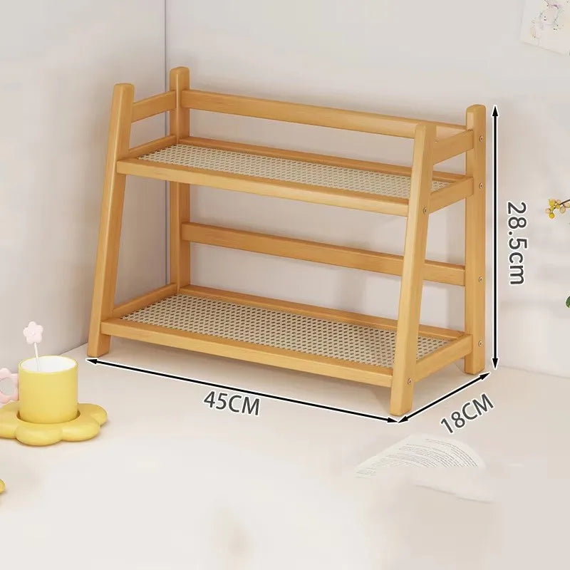 2-Layer Bamboo Spice Caddy & Kitchen Storage Shelf