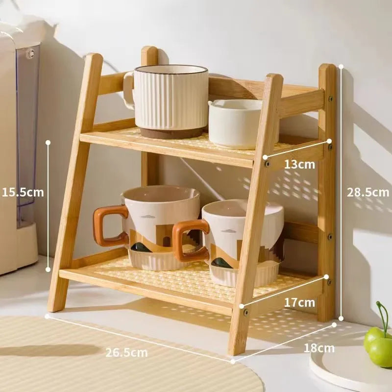 2-Layer Bamboo Spice Caddy & Kitchen Storage Shelf
