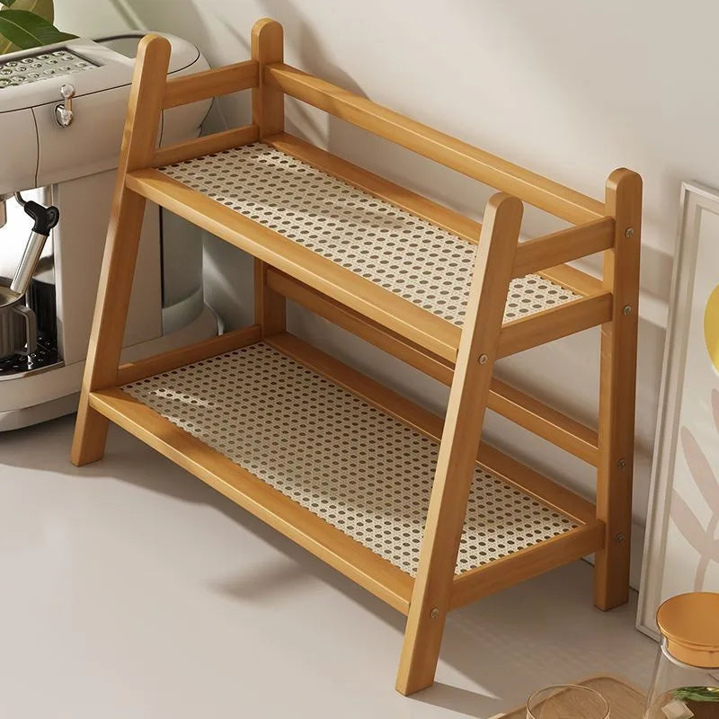 2-Layer Bamboo Spice Caddy & Kitchen Storage Shelf